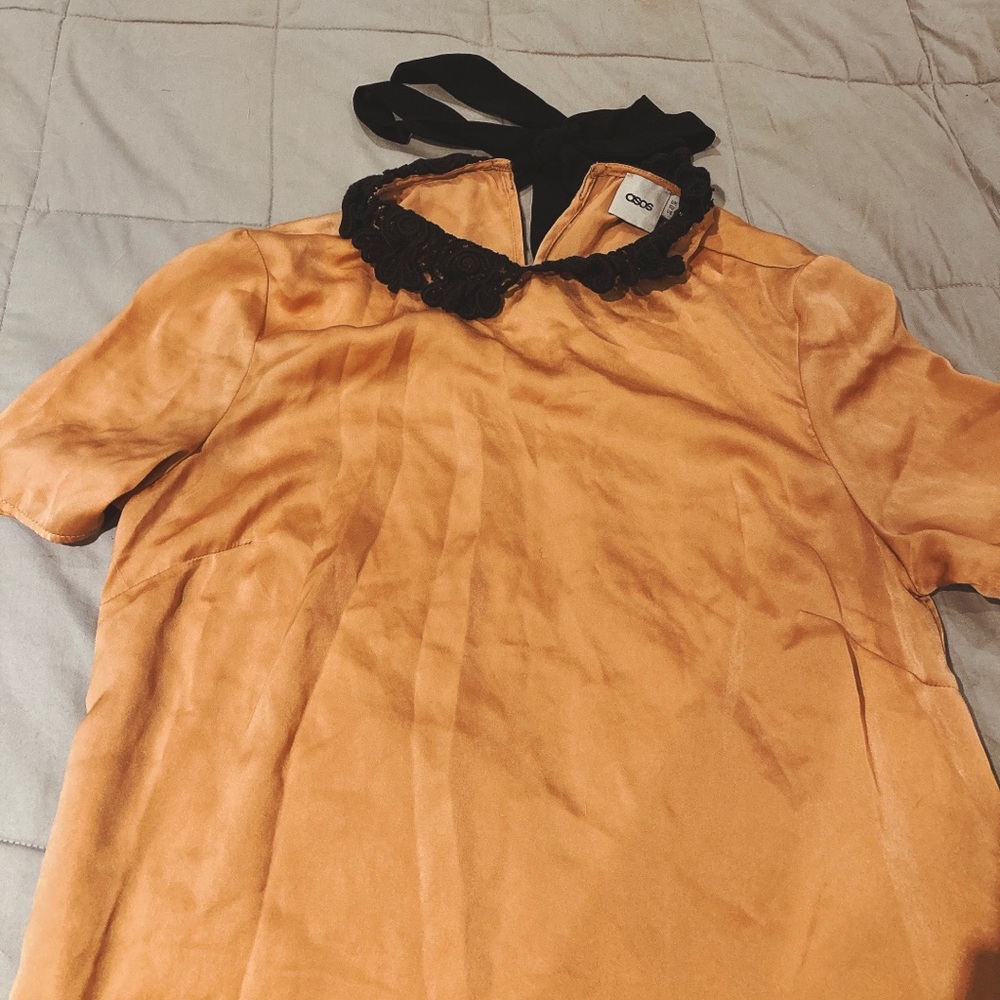 ASOS blouse coral satin fabric
